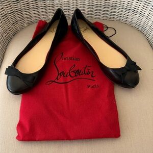Christian Louboutin Black Flats with Bow Detail